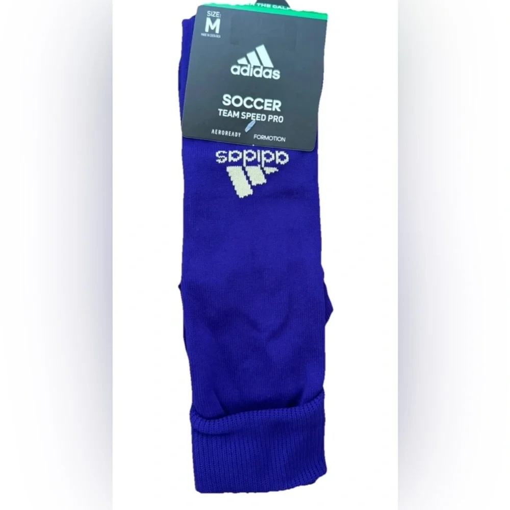 Adidas Team Speed Pro Soccer Socks - Size M, Purple, Brand New Logo, Aeroready - Picture 2 of 5